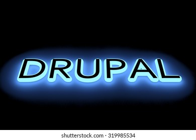 drupal in the form of a neon light 3D illustration
