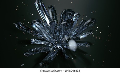 Druse Of Black Crystals Minerals. 3D Rendering
