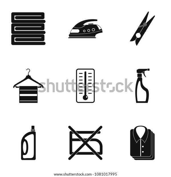 Dry Cleaning Icons Set Simple Style Stock Illustration 1081017995