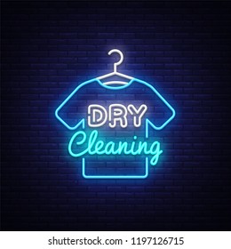 Dry Cleaning neon sign . Dry Cleaning Design template neon sign, light banner, neon signboard, nightly bright advertising, light inscription. illustration.