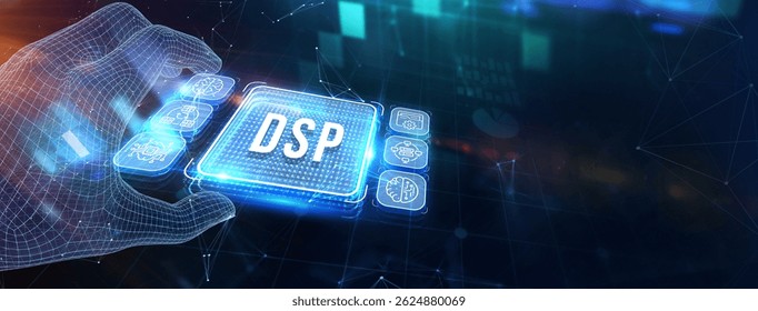 DSP - Demand Side Platform usiness, Technology, Internet and network concept. 3d illustration