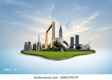 Dubai city 3d concept background. amazing city center skyline with luxury skyscrapers at sunrise, United Arab Emirates
 - Powered by Shutterstock