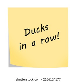 Ducks In A Row 3d Illustration Post Note Reminder On White With Clipping Path