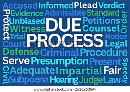 Due Process Word Cloud on Blue Background