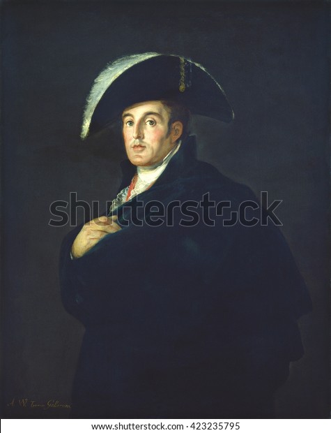 ウェリントン公 フランシスコ デ ゴヤ スタジオ 1812年 スペイン絵画 帆布に油絵 この肖像画が作られた時 彼はペンインスル期のアングロ ポルトガル軍の司令官だった のイラスト素材