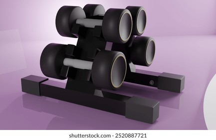 dumbbell rack 3d render illustrator