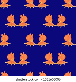 Dumbo Octopus Repeating Pattern Illustration On Blue