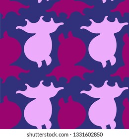 Dumbo Octopus Silhouette Repeating Pattern Illustration In Blue, Pink And Purple