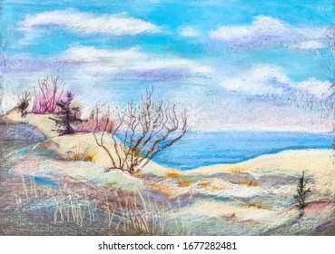 Dunes on the coast in sunny March day, Curonian Spit