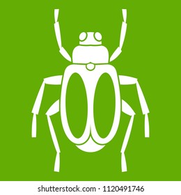 Dung Beetle Icon White Isolated On Green Background. Illustration