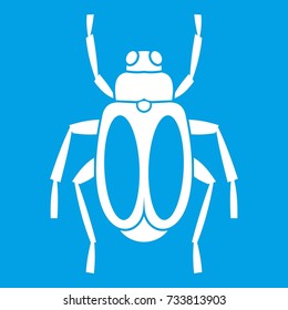 Dung Beetle Icon White Isolated On Blue Background  Illustration