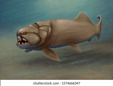 Dunkleosteus Prehistoric Fish Digital Painting Stock Illustration ...