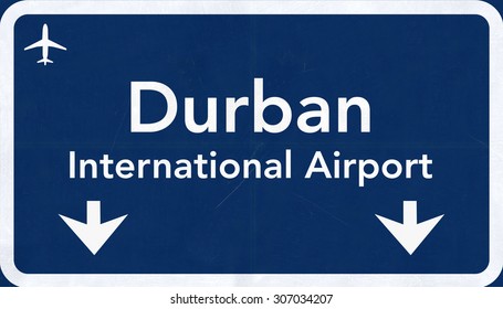 Durban South Africa Airport Highway Sign 2D Illustration