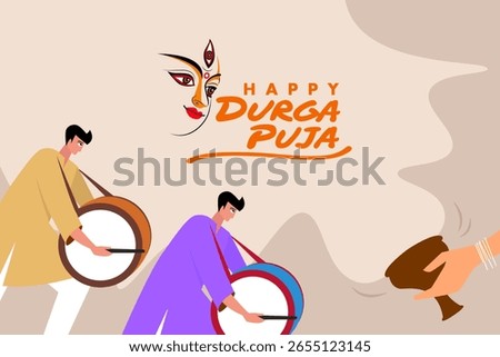Durga Puja design, vector illustration of Happy Durga Puja festival, God Durga