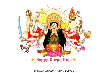 Durga Puja Worship Navratri Festival Concept Stock Illustration ...