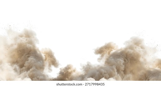 Dust Explosion: A dynamic scene of a powerful dust cloud billowing upwards, the image highlights the raw power and force of nature's elements Abstract white smoke and steam clouds swirling over black 