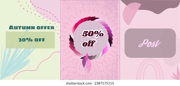 Dusty rose abstract square art templates with floral and geometric elements.  - Powered by Shutterstock