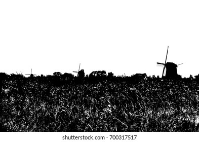 Dutch windmill shape silhouette