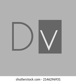 DV elegant initial name logo linked square