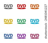  DVD logo  icon isolated on white background. Set icons colorful