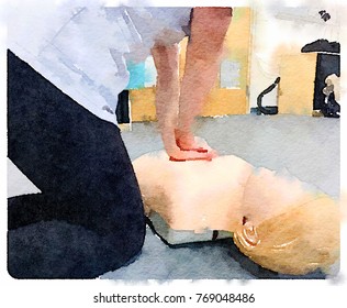 DW Nurse practicing chest compressions. - Powered by Shutterstock