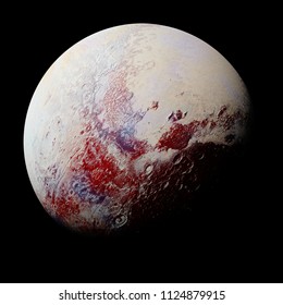 dwarf planet Pluto isolated on black background, part of the solar system (3d space rendering, elements of this image are furnished by NASA)