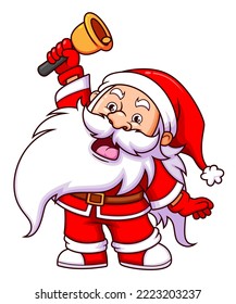 The Dwarf Santa Claus Is Rising And Ringing The Bell In The Christmas Night Of Illustration