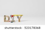 DYI concept, inscription, letters and tools on white background, 3d illustration