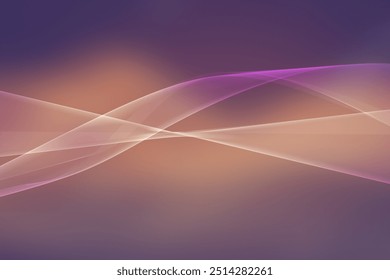 Dynamic abstract art featuring light curves in a smooth gradient of peach and purple tones, offering a modern and soothing visual experience