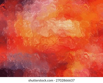 Dynamic abstract artwork featuring bold swirls of red, orange, and yellow hues, creating a fiery, energetic texture and movement.