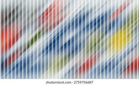 A dynamic abstract background featuring diagonal stripes in shades of red, blue, green, and yellow with a blurred effect creating a sense of movement and energy