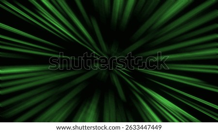 Dynamic abstract background with radiating green light streaks creating a sense of speed or zoom. Modern design element for energetic tech visuals or futuristic digital art presentations with motion.