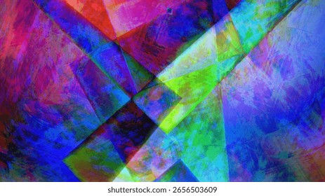 Dynamic Abstract Composition with Rainbow Hues and Flowing Motion