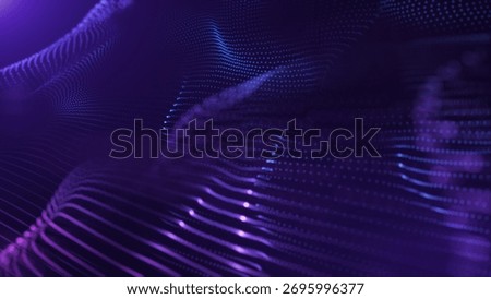 A dynamic and abstract digital wave featuring glowing purple dots and lines, creating a mesmerizing pattern. this image conveys a futuristic and high-tech feel, perfect for backgrounds 