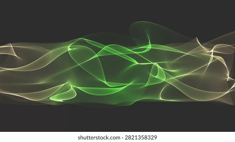Dynamic abstract image featuring flowing green and beige light trails on a dark background, conveying energy, motion, and modern digital artistry.