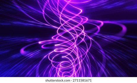 Dynamic abstract image showcasing swirling purple light trails against a dark background. the vibrant colors and flowing patterns evoke a sense of motion and energy.