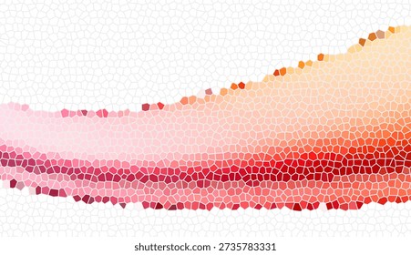 Dynamic abstract mosaic background featuring a flowing wave of pink and red geometric tiles on a white surface, creating a vibrant decorative texture for modern branding and romantic designs.