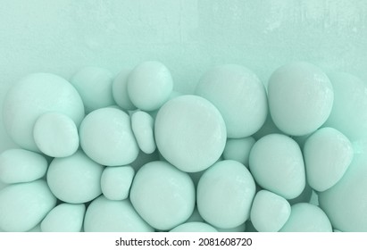 Dynamic abstract pastel colored 3d rendering background with soft spheres. 