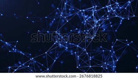A dynamic abstract representation of a network with glowing blue lines and nodes on a dark background, symbolizing technology and connectivity.