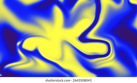 Dynamic Blue and Yellow Fluid Abstract Pattern on Dark Background
