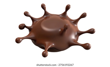 Dynamic Chocolate Splash Liquid Motion Isolated on White Background