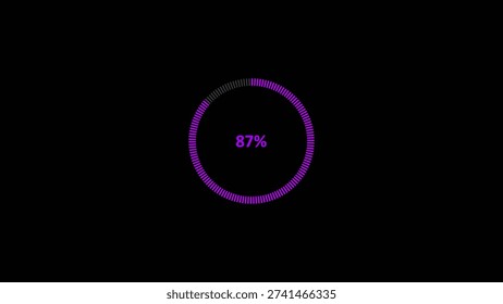 A dynamic circle loading illustration and loading to completed 1 to 87% illustration. 