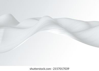 Dynamic Cloth Texture. Wavy Fabric Decorative White Background. Elegant Flow Of Wave 3d Illustration