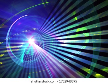 Dynamic curves ands blur pattern. Fractal graphics. Science and technology concept.