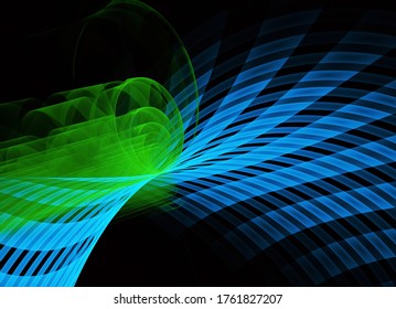 Dynamic curves ands color pattern. Fractal graphics. Science and technology concept.