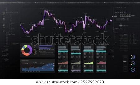 Dynamic data visuals for business info graphics, animated charts, and data-driven insights for a business meeting mock-up. Explore the world of trading, stock exchanges, and crypto