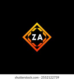 The dynamic geometric logo design features bold letters in an orange and black color scheme, displayed against a dark background - Powered by Shutterstock