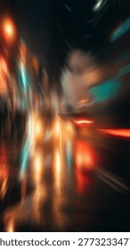 Dynamic night scene capturing the energy of a bustling crowd with colorful neon light streaks, ideal for urban lifestyle, event marketing, nightlife promotions, and modern advertising campaigns.