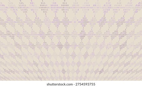A dynamic perspective view where binary sequences converge toward a distant horizon, creating a sense of infinite digital space. This artistic distribution of symbols illustrates the vast scale of modern data processing and storage.
