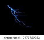 Dynamic progression of a lightning bolt illuminating the black background